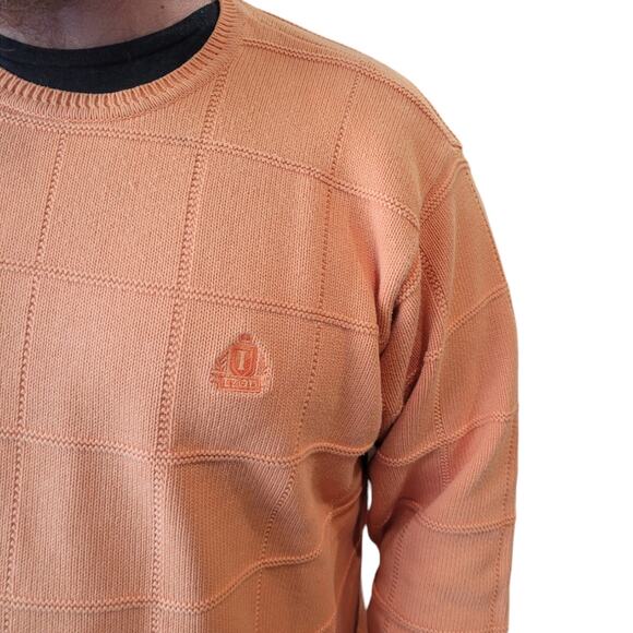 1990s Izod Sweater Mens XL Bright Orange Cotton Knit Vintage Y2K Retro Dadcore - Picture 2 of 10